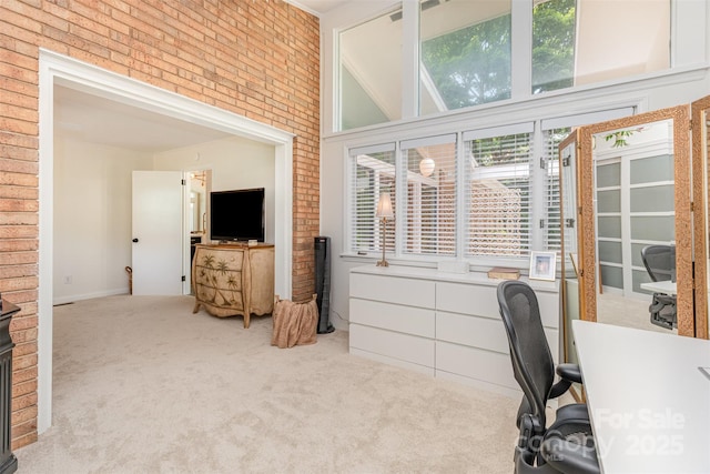 5114 Leisure Ln, Sherrills Ford, NC 28673 - carpeted office featuring brick wall