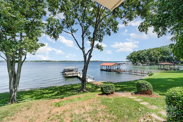 5114 Leisure Ln, Sherrills Ford, NC 28673 - dock featuring a water view and a yard