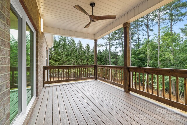 5025 Harbor View Dr E, Granite Falls, NC 28630 - wooden terrace with ceiling fan