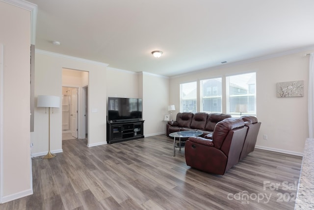 1004 Earlston Rd, Indian Trail, NC 28079 - living room with wood finished floors, crown molding, and baseboards
