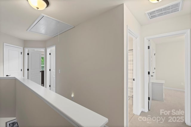 4278 Park S Station Blvd, Charlotte, NC 28210 - hall featuring attic access, baseboards, and light colored carpet