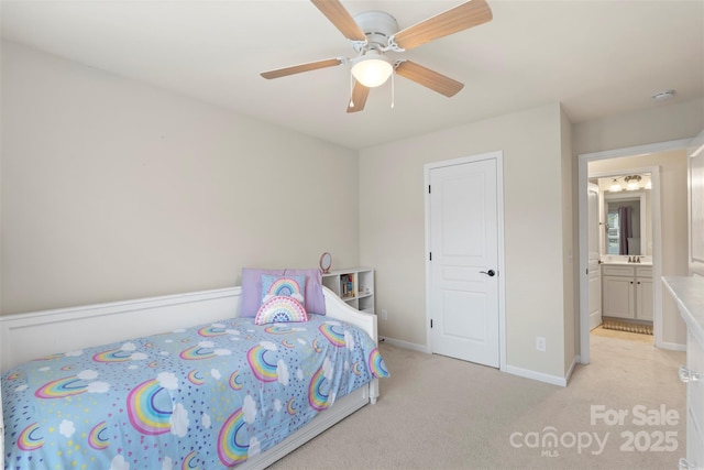 4278 Park S Station Blvd, Charlotte, NC 28210 - bedroom with light colored carpet, a ceiling fan, and baseboards