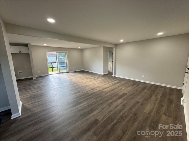 1735 Hollandale Dr, Gastonia, NC 28054 - spare room featuring recessed lighting, dark wood finished floors, and baseboards