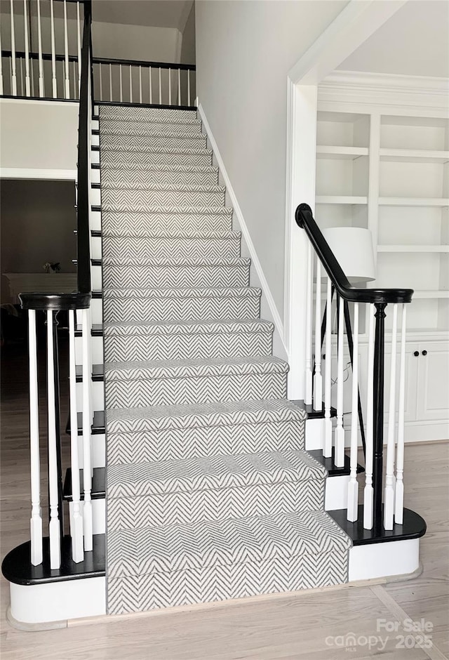 12711 Duncourtney Ln, Charlotte, NC 28277 - staircase featuring baseboards and wood finished floors