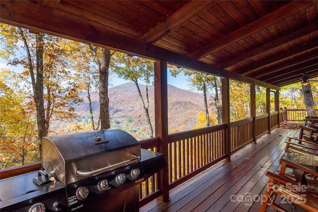 339 Tsalagi Trl, Maggie Valley, NC 28751 - deck with grilling area and a mountain view