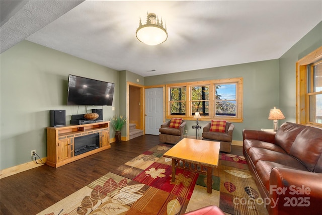 339 Tsalagi Trl, Maggie Valley, NC 28751 - living area featuring baseboards, wood finished floors, and plenty of natural light