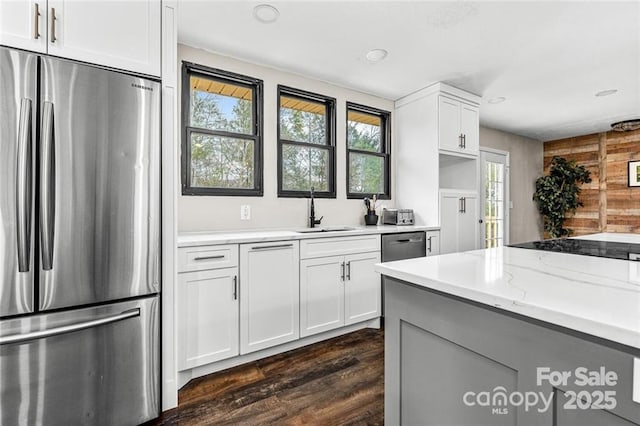 137 Weaver Ct, Lake Lure, NC 28746 - kitchen with appliances with stainless steel finishes, a sink, plenty of natural light, dark wood-style floors, and recessed lighting