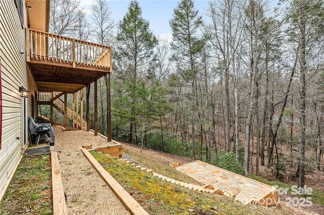 137 Weaver Ct, Lake Lure, NC 28746 - view of yard with stairway and a wooden deck