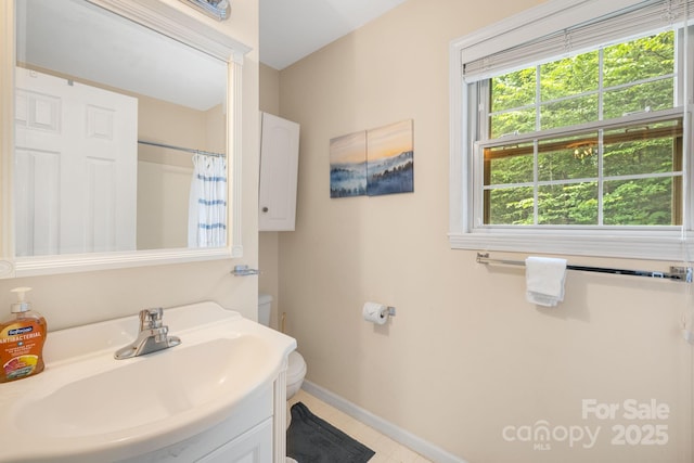 137 Weaver Ct, Lake Lure, NC 28746 - bathroom featuring vanity, a shower with shower curtain, and tile patterned flooring