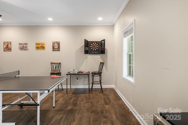 137 Weaver Ct, Lake Lure, NC 28746 - playroom with wood finished floors, ornamental molding, and recessed lighting