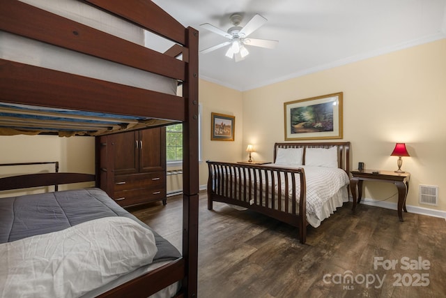 137 Weaver Ct, Lake Lure, NC 28746 - bedroom with crown molding, wood finished floors, and ceiling fan