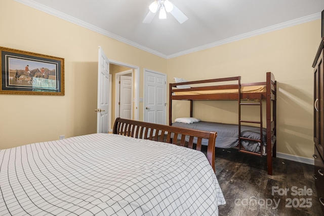 137 Weaver Ct, Lake Lure, NC 28746 - bedroom featuring wood finished floors, ornamental molding, and a ceiling fan