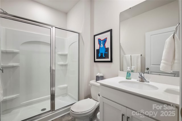 461 Misty Law Ln, Clover, SC 29710 - full bathroom featuring a stall shower, toilet, and vanity