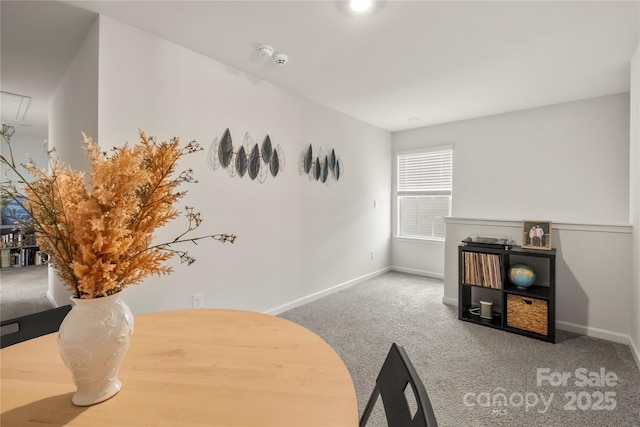 461 Misty Law Ln, Clover, SC 29710 - carpeted dining space with baseboards and attic access