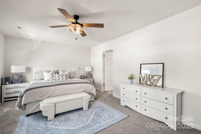 461 Misty Law Ln, Clover, SC 29710 - bedroom with carpet flooring, lofted ceiling, ceiling fan, and baseboards