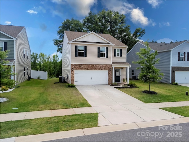 461 Misty Law Ln, Clover, SC 29710 - view of front of home with an attached garage, driveway, brick siding, and central AC