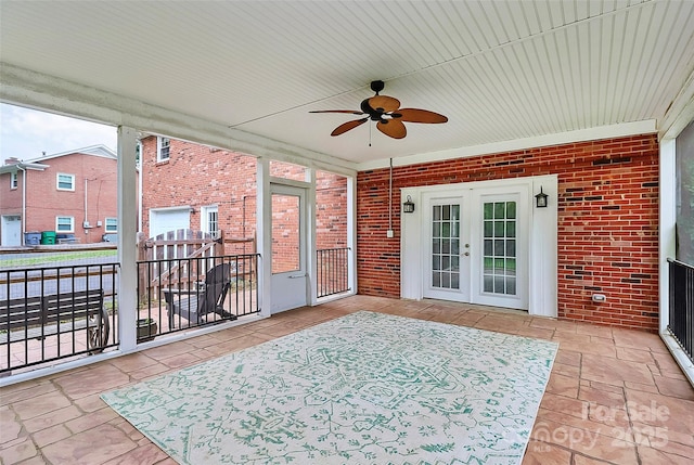 6908 Lancer Dr, Charlotte, NC 28226 - view of patio / terrace with french doors and a ceiling fan