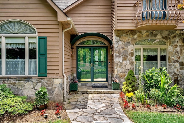 65 Timber Park Dr, Black Mountain, NC 28711 - entrance to property featuring stone siding and french doors