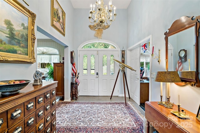 65 Timber Park Dr, Black Mountain, NC 28711 - foyer entrance with a chandelier and a high ceiling