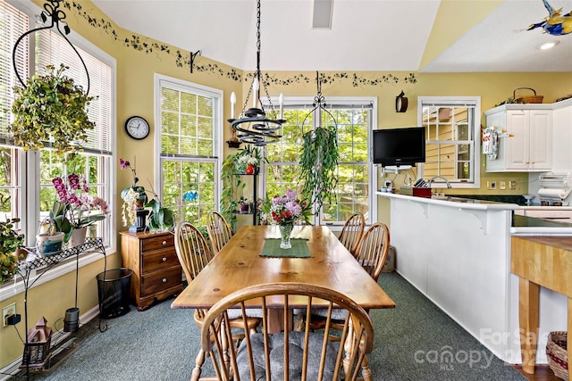 65 Timber Park Dr, Black Mountain, NC 28711 - dining room featuring carpet and a chandelier