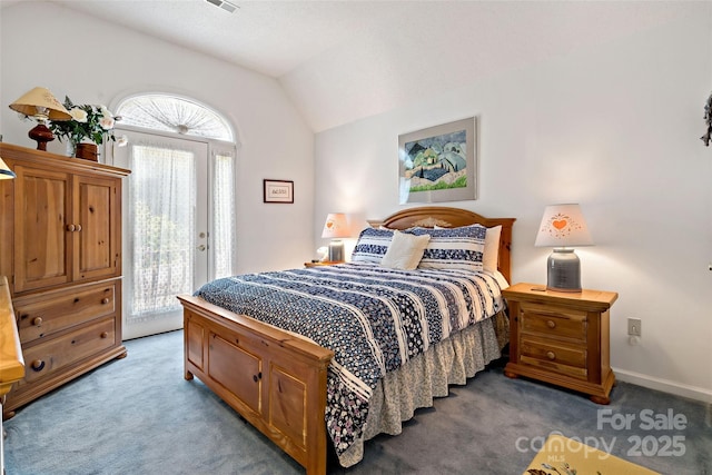 65 Timber Park Dr, Black Mountain, NC 28711 - carpeted bedroom featuring access to exterior and lofted ceiling