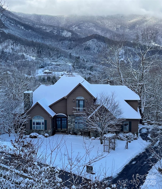 65 Timber Park Dr, Black Mountain, NC 28711 - view of front of property with a chimney and stone siding
