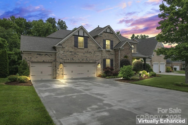 10620 Euclid Ave NW, Concord, NC 28027 - traditional-style house with concrete driveway, brick siding, a garage, and a lawn