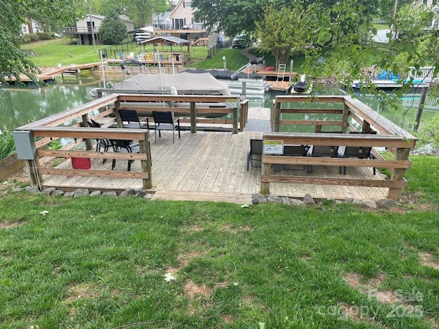 132 Marina Ln, Mooresville, NC 28117 - dock featuring boat lift, a yard, and a water view