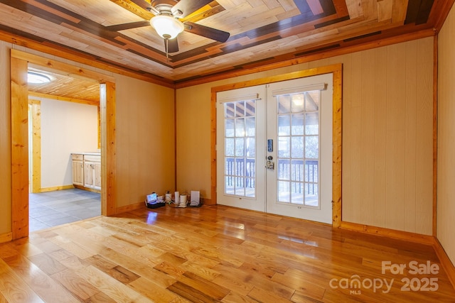 7150 Yellow Creek Rd, Robbinsville, NC 28771 - spare room with french doors, wood finished floors, and a ceiling fan
