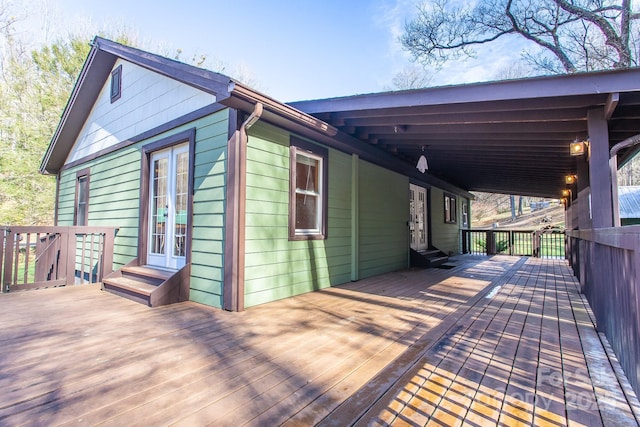 7150 Yellow Creek Rd, Robbinsville, NC 28771 - wooden terrace with a carport and entry steps