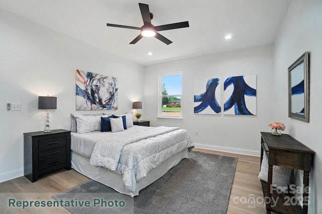2116A Glenwood St, Kannapolis, NC 28083 - bedroom featuring wood finished floors, baseboards, recessed lighting, and ceiling fan
