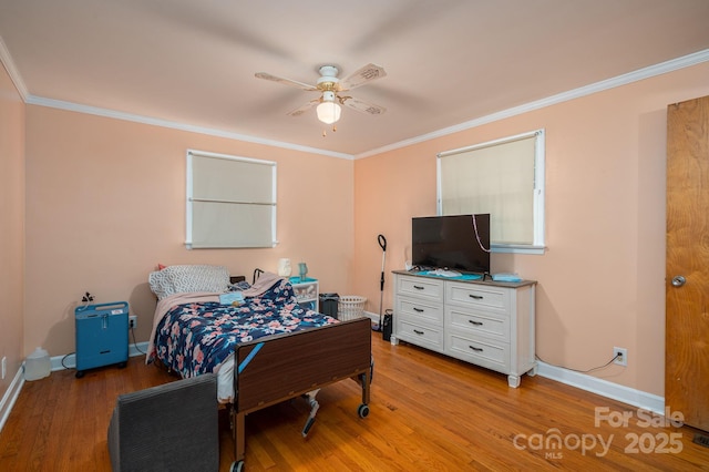 3120 7th Street Dr NE, Hickory, NC 28601 - bedroom featuring ornamental molding, light wood finished floors, and ceiling fan