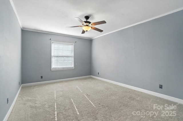 5947 Quail Hollow Rd Unit A, Charlotte, NC 28210 - carpeted empty room featuring ceiling fan and ornamental molding
