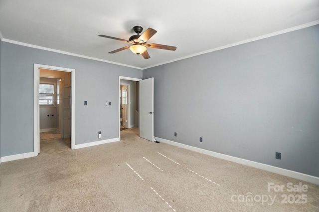 5947 Quail Hollow Rd Unit A, Charlotte, NC 28210 - unfurnished bedroom featuring crown molding, light colored carpet, and ceiling fan