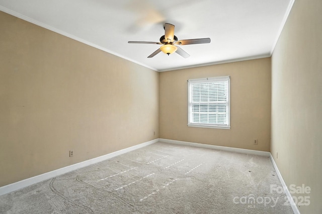 5947 Quail Hollow Rd Unit A, Charlotte, NC 28210 - unfurnished room with ceiling fan, light colored carpet, and ornamental molding