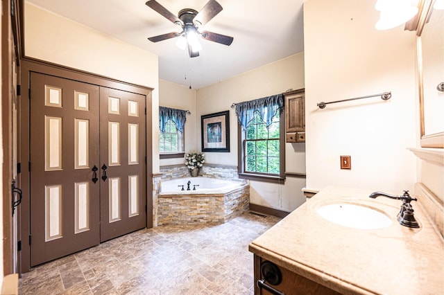 809 Westminster Cir SW, Lenoir, NC 28645 - full bath featuring a bath, ceiling fan, and vanity