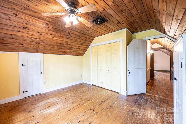 809 Westminster Cir SW, Lenoir, NC 28645 - additional living space featuring lofted ceiling, wood ceiling, hardwood / wood-style flooring, ceiling fan, and baseboards