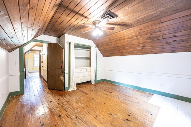 809 Westminster Cir SW, Lenoir, NC 28645 - bonus room featuring wooden ceiling, vaulted ceiling, hardwood / wood-style flooring, baseboards, and ceiling fan