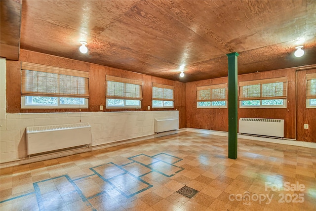 5 Old Cove Rd, Black Mountain, NC 28711 - empty room featuring radiator, tile patterned floors, and wood walls