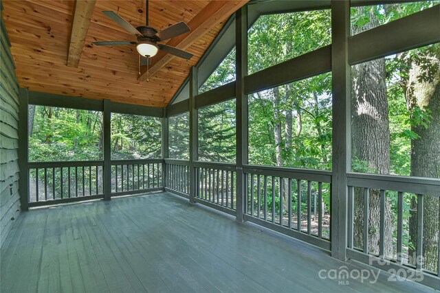 5 Old Cove Rd, Black Mountain, NC 28711 - unfurnished sunroom featuring ceiling fan