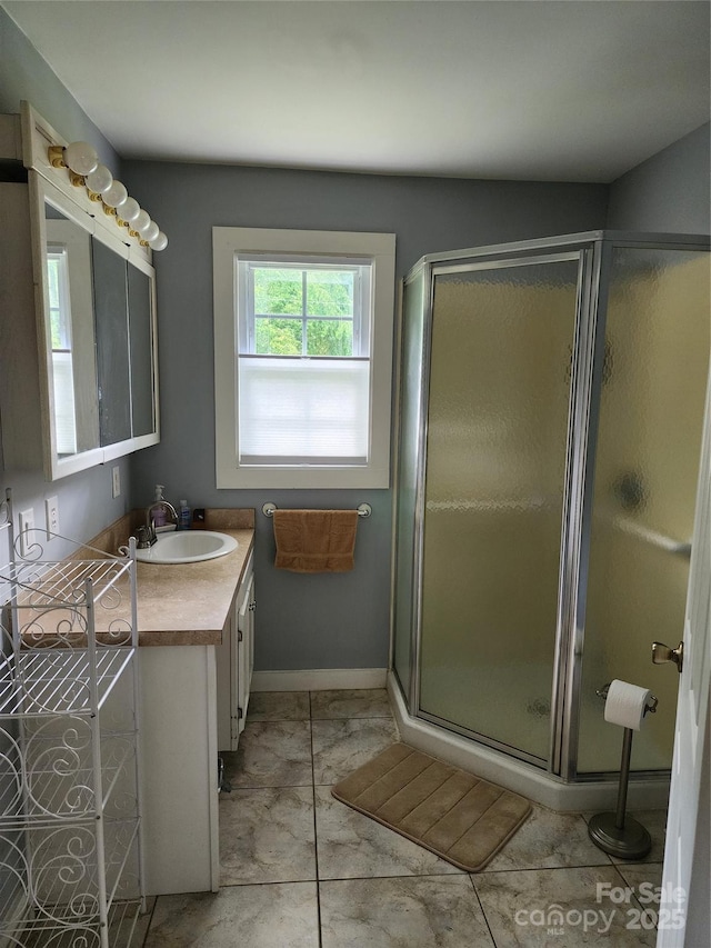 2904 E Brocktown Rd, Moravian Falls, NC 28654 - bathroom featuring vanity and a stall shower