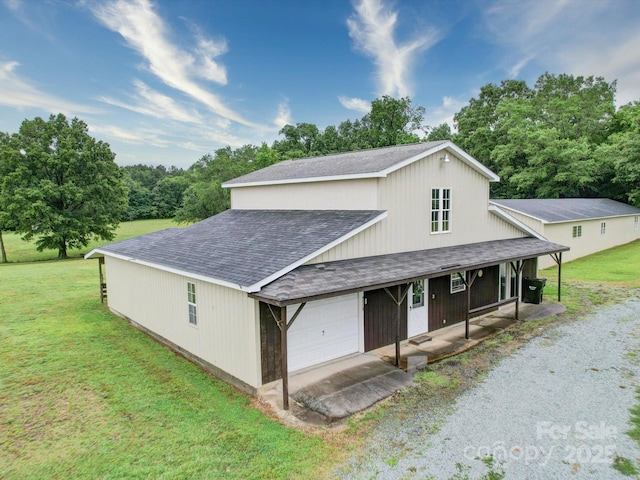 4115 Jenkins Rd, Marshville, NC 28103 - view of front facade with roof with shingles, a front lawn, covered porch, and driveway