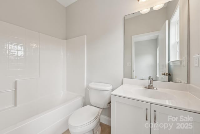 1126 Dean Hall Ln, Matthews, NC 28105 - bathroom with toilet, vanity, baseboards, and shower / bath combination