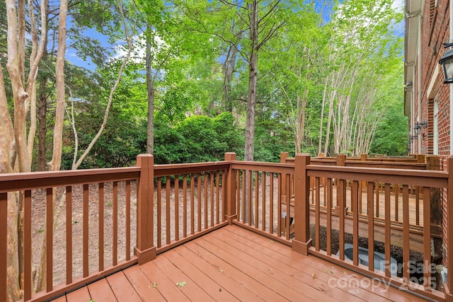 1126 Dean Hall Ln, Matthews, NC 28105 - deck featuring view of wooded area