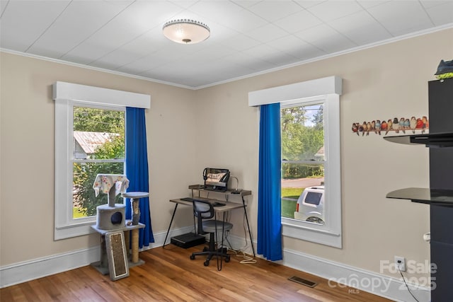 302 N St, Morganton, NC 28655 - office with ornamental molding, wood finished floors, and baseboards