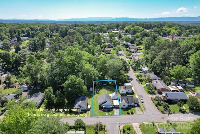 302 N St, Morganton, NC 28655 - aerial view of residential area with property parcel outlined and mountains