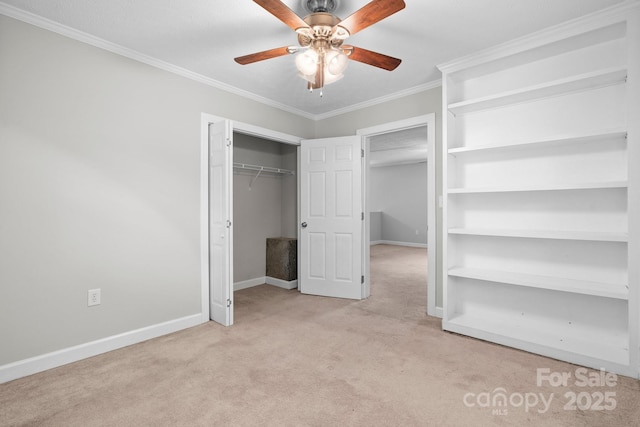 352 18th Ave NE, Hickory, NC 28601 - unfurnished bedroom with carpet flooring, ornamental molding, baseboards, and a ceiling fan