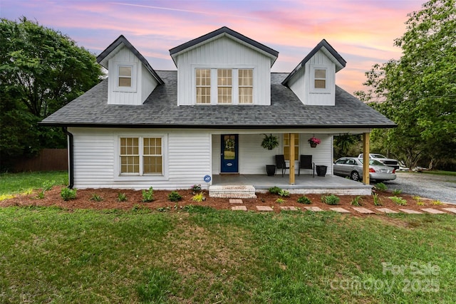 12504 Culp Rd, Gold Hill, NC 28071 - view of front of house featuring covered porch, a front yard, and a shingled roof