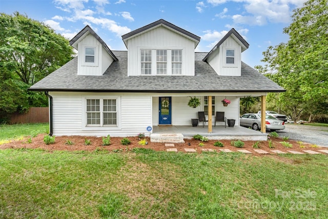 12504 Culp Rd, Gold Hill, NC 28071 - view of front of property with covered porch, a front lawn, and roof with shingles