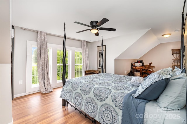 12504 Culp Rd, Gold Hill, NC 28071 - bedroom featuring light wood-style flooring, a ceiling fan, and vaulted ceiling